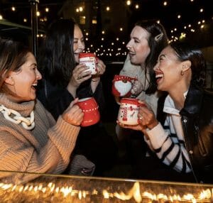 People enjoying some winterly drinks