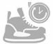 Graphic of ice skate with clock next to it, indicating blade longevity