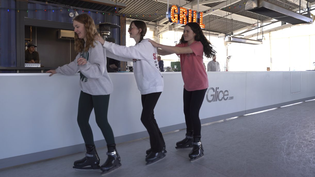 Friends on synthetic ice at pindustry