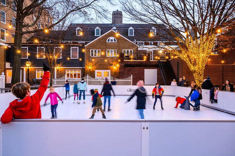 Municipal ice skating rink for ice skating in summer