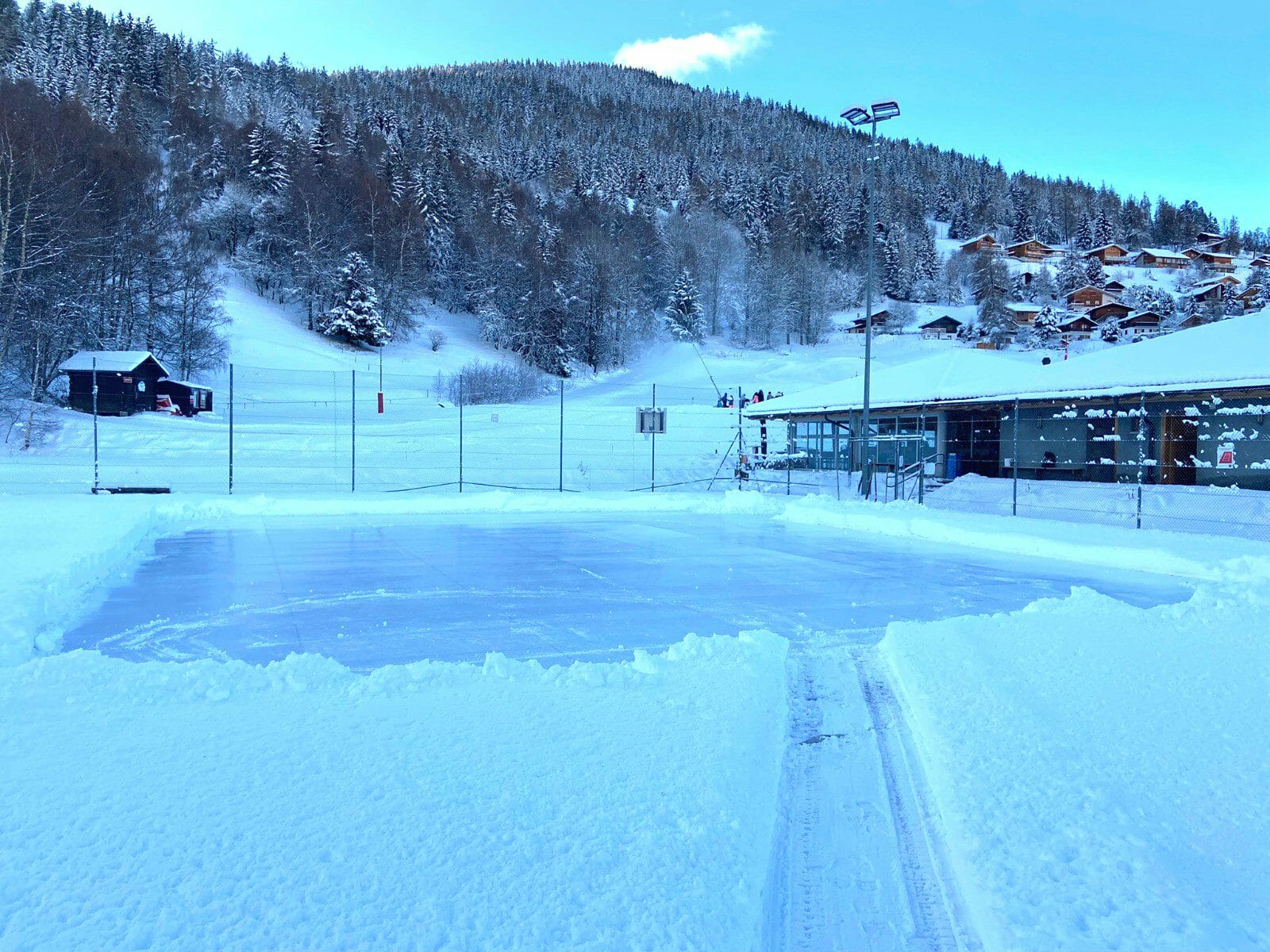 Ice rink with snow