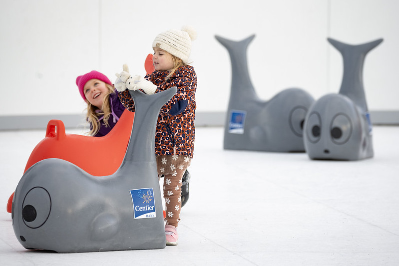 Two little girls on ice