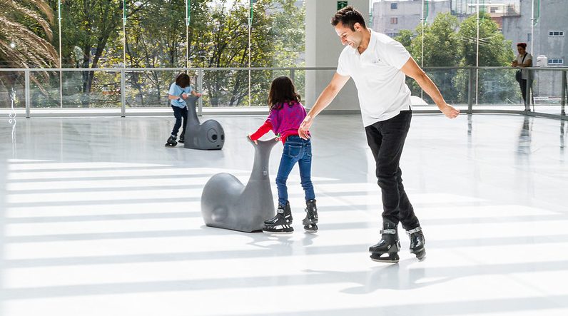 ice skater on synthetic ice